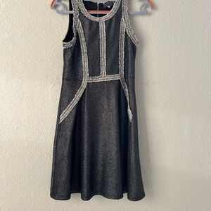 Hannah Banana size 16 Iridescent Sequins Trim Gray Sleeveless Holiday Dress NEW